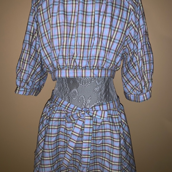 Blue Plaid Cross Wrap Top - Picture 4 of 4